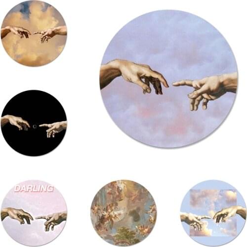 58mm The Creation of Adam Renaissance painting Icons Pins Badge Decoration Brooches Metal Badges For Backpack Decoration