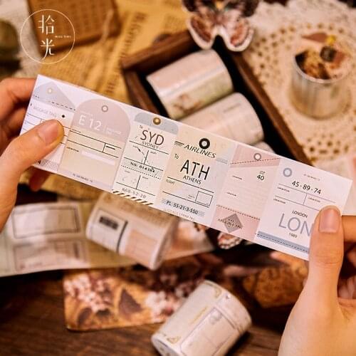1 Roll Kraft Paper Retro Notes Adhesive Tape Label Guide Series Ins Windmill Ticket Collage Photo Swing Sticker