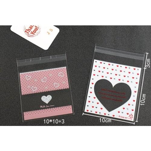 100pcs 10x10cm Cute Cartoon Plastic Bag Wedding Birthday Party Favors Cookie Candy Gift Packaging Bags OPP Self Adhesive Pouch