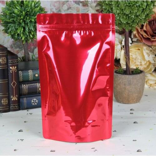 100PCS/Lot 18x26+4cm Red Zipper Aluminum Foil Resealable Valve Package Pouches Grocery Coffee Powder Nuts Pack Bags