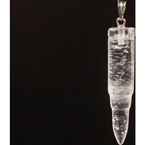 12pcs/lot decoration real rough rock crystal quartz stone pendants female bullet shape opal pendulums summer style jewelry Free