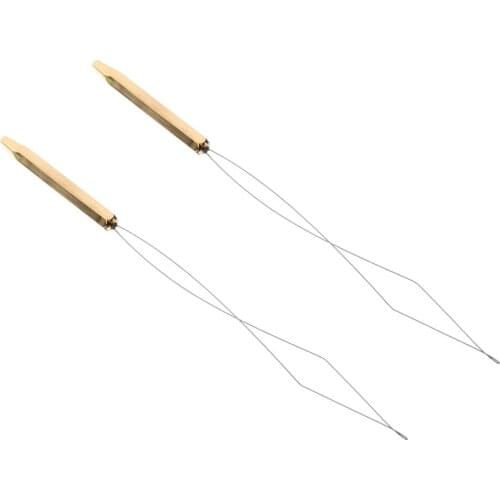 2 Pieces Fly Tying Bobbin Threader Half Hitch Tool Fly Tying Tools Stainless Steel Brass