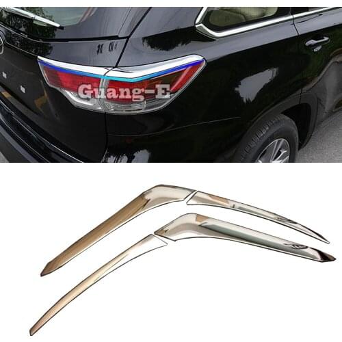For Toyota Highlander 2015 2016 2017 Car Detector Frame Styling ABS Chrome Cover Trim Back Tail Rear Light Lamp Frame Stick 4pcs