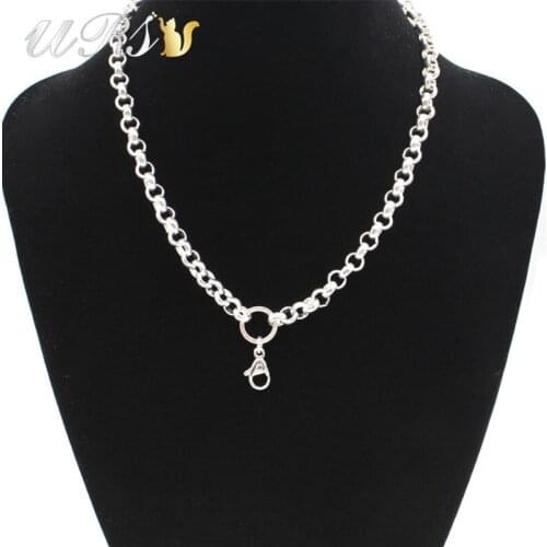 5PCS 18'' (45cm) Silver-plated 6.8mm Rolo Chain Floating Locket Pendant Necklace Wholesale