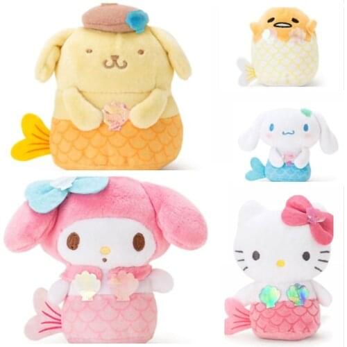 8 Cm Kuromi My Melody Baby Cinnamoroll Pom Purin Cos Mermaid Kawali Zachte Plush Doll Cute Pluche Keychain Childrens Toys