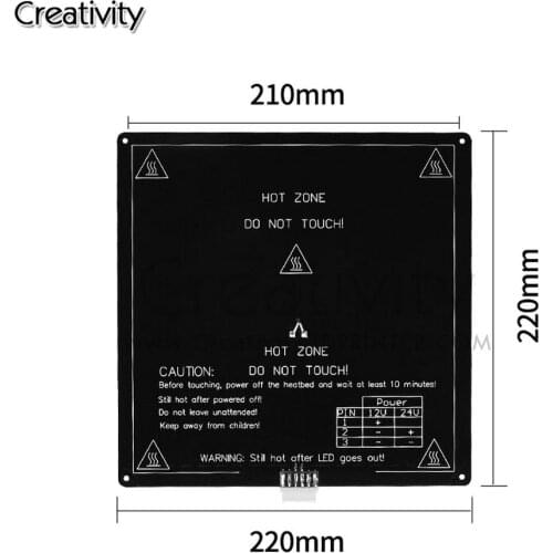Aluminium heat bed MK3 12V/24V Part For Reprap Mendel hot HotBed 3D Heatbed Part MK3-220*220*3mm Aluminium Plate 3mm integrated