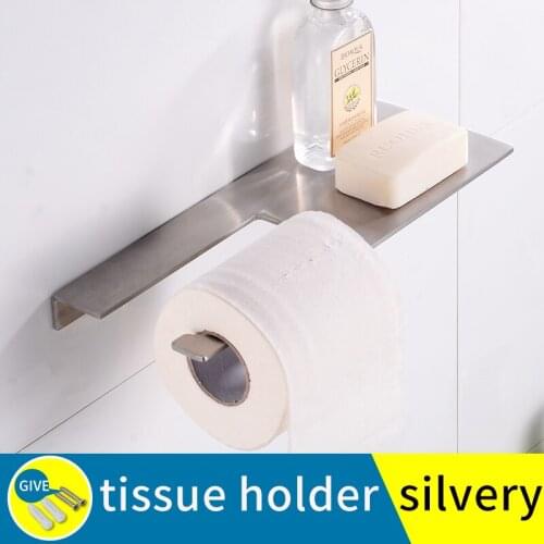 Toilet Paper Holder with Shelf Black Creative Bathroom Toilet Roll Paper Holder Wall Mounted Aluminum Tissue Paper Towel Holders