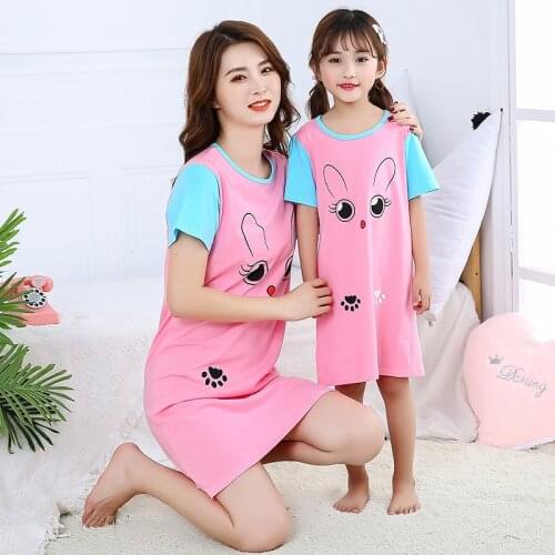 Girls Nightgowns Kids Nightdress Baby Sleepwear Summer Sleeing Dress For Girl Home Clothes Mother Kids Night Dress Cute Pajamas