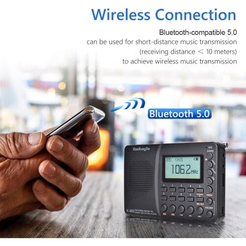 K603 FM/SW/AM Long Switch Life Easy Use Radio Multi Band Digital Radio MP3 Player Bluetooth-compatible Recorder Radiogram