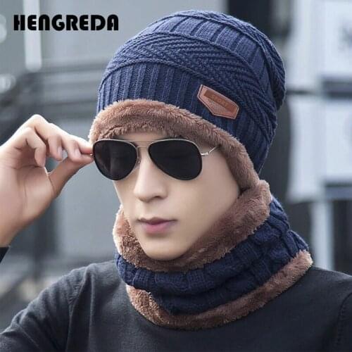 Winter Hat and Scarf Beanie Hats for Men Women with Thick Fleece Lined Scarf Set Warm Knit Hat Skull Cap Neck 2020 Warmer (2sets