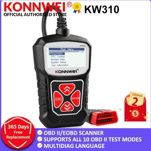KONNWEI KW310 OBD2 Car Diagnostic Scan Tool Automotive Code Reader with Russian OBD 2 Scanner Auto Tools PK ELM 327 V 1 5 AS100