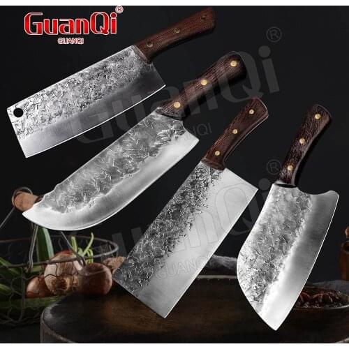 Handmade Forged Kitchen Knifes Sharp Traditional Chopping Cleaver Stainless Steel Slicing Knife Butcher Knife Cooking Knifes