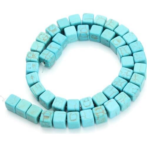Approx.48pcs/pack 0.8cm*0.8cm*0.8cm Square Loose Spacer Seed Beads Semi Precious Stone Blue Created Beads DIY Jewelry F1306