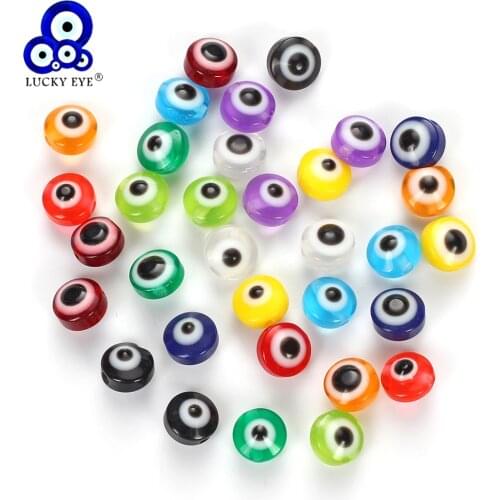 Lucky Eye 50pcs Colorful Round Evil Eye Resin Beads Spacer Beads For Bracelet Jewelry DIY Making Accessories Finding EY4979