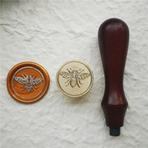 Honey bee Wax Seal Stamp Bee Sealling Wax Stamp Metal Wax Selo Wood Handle for DIY Decoration Wedding Invitation Card