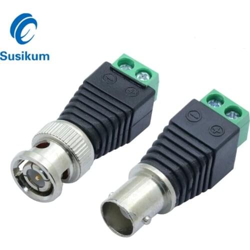 Male Female Mini Coax BNC Connector UTP Video Balun Connector BNC Plug DC Adapter For CCTV Surveillance Camera System