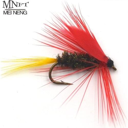 MNFT 10PCS 10# Olive Red Wing Peacock Hair body Mayfly Trout Fishing Dry Flies Size Fly Fishing