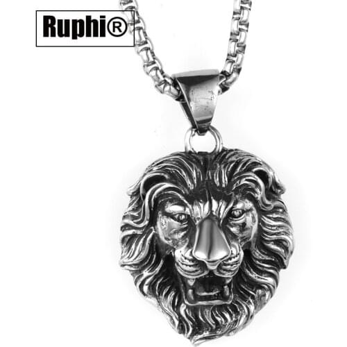 Fashion stainless steel Aggressive lion head pendant necklace Hiphop punk jewelry accessory