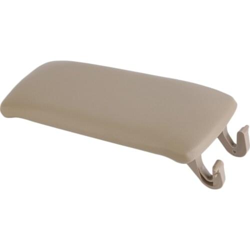 Leather Armrest Center Console Lid Cover w/ Plate for Audi A6 C5 1999-2005 Beige