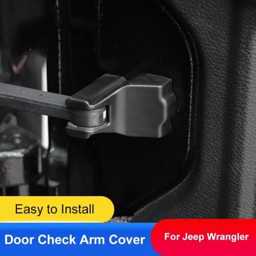 QHCP Door Lock Cover Car Door Limiter Sticker Check Arm Protection Black Fit For Jeep Wrangler JL 2018 2019 Interior Accessories
