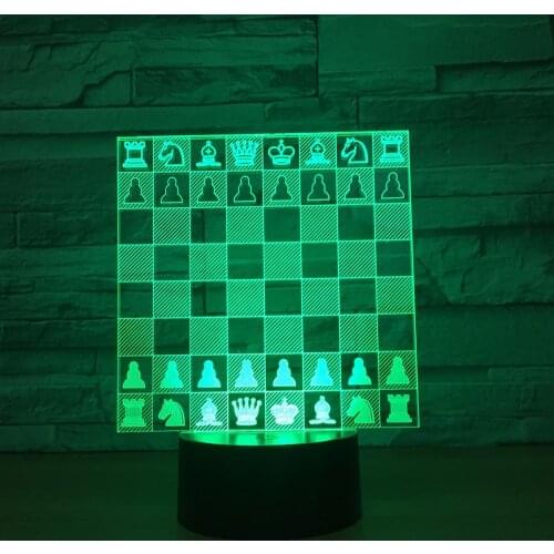 3D Chess Modelling Desk Lamp Led Nightlight 7 Colors Changing Horse Chess Lighting Fixture Bedroom Bedside Decor Gifts