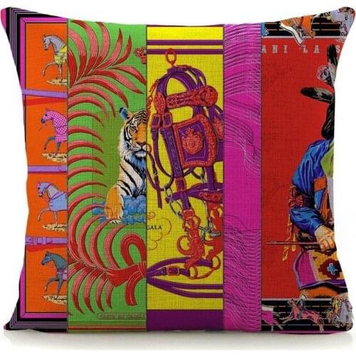 New home decorative pillows luxury patterns printed cushion cover 45x45cm cotton linen pillow cover Euro style pillowcase