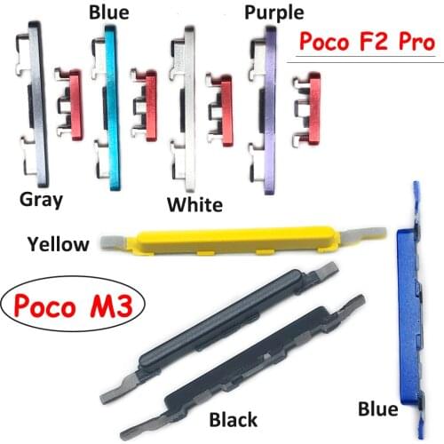New Side Keys Power and Volume Buttons Replacement For Xiaomi Poco M3 F2 Pro Volume Button + Power ON / OFF