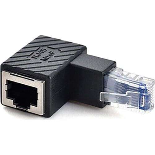 RJ45 Male To Female Extension Converter 90 Degree Extension Adapter for Cat5 Cat6 LAN Ethernet Network Cable
