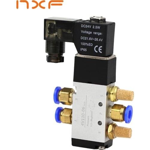 4V110-06 1/8 Bsp Air Solenoid Valve 5 Way Port 2 Position Gas Pneumatic Electric Magnetic Valves DC12V 24V 110 V220V Coil Volt