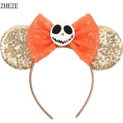 NEW 3.3"Mouse Ears Hairband Halloween Festival Series Glitter 5" Bows Party Kids Hair Accessories Children Spider Web Headband