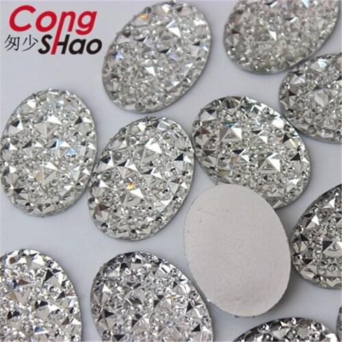 Cong Shao 10*14/13*18/18*25mm Clear Oval flatback Resin Rhinestone trim stones and crystals crafts applique Accessories CS581