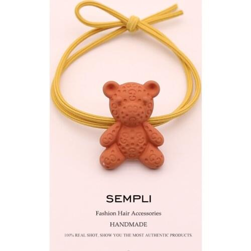 Sempli Nylon Rubber Elastic Hair Bands For Women Girls 3D Bear Shape Candy Color Hair Band Kid Children Hair Accessories