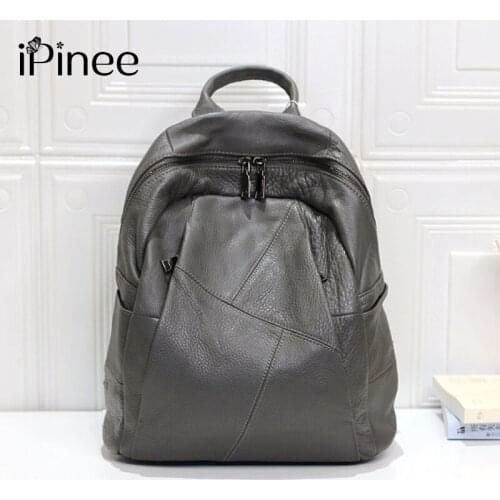 IPinee Large Capacity Womens Genuine Leather Backpacks Female School Bag Laptop Backpack Wholesale