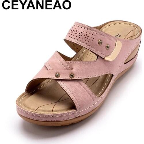 CEYANEAOThick Bottom Summer Women Shoes New Platform Soft Comfortable Female Slippers Pink Fashion Wedges Beach Woman Slides