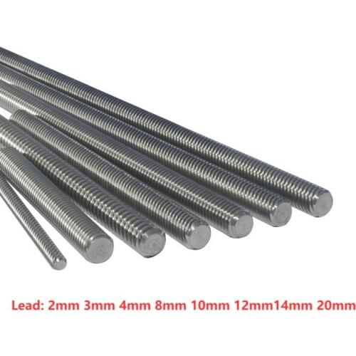 304 stainless steel T10 screw length 450mm lead 2mm 3mm 4mm 8mm 10mm 12mm trapezoidal spindle screw 1pcs