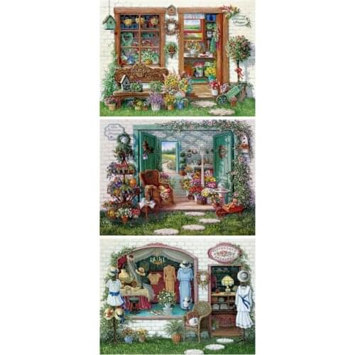 Yumeart 5D DIY Diamond Painting by Number Flowers Shop Crystal Embroidery Cross Stitch Mosaic Needleworks Home Decor Art Gifts