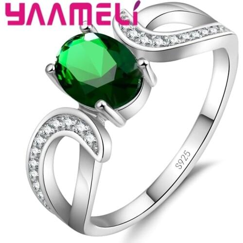 Woman Fashion Jewelry Accessory 100% 925 Sterling Silver Colorful Crystal Wedding Rings For Lady/Bridal/Girlfriend