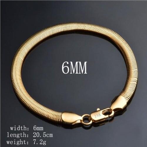 HXH QRX 925 Sterling Silver 18K Gold 6mm Snake Bone Chain Bracelet For Women Wedding Engagement Party Fashion Jewelry