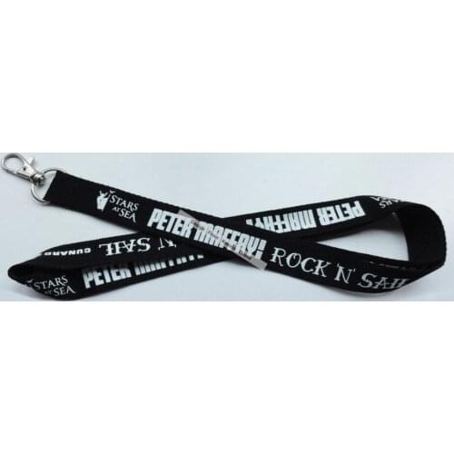 Hot Sale Black Polyester 2.5cm Lanyard Custom logo printed visit id card whistle key cell phone camera neck strap