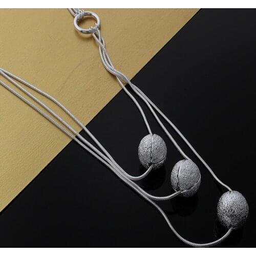 Beautiful 925 Sterling Silver Frosted beads Pendant necklace For Women fashion noble Jewelry party Wedding Christmas gifts