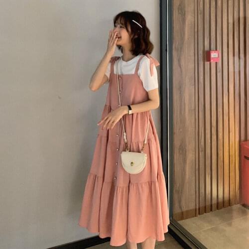 Skirt 2020 Summer New Korean Style Loose Waist Hugging Slim Hipster Temperament Horizontal Neck Long Dress Women