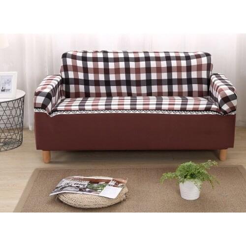 Plaid Pattern Thick Plush Sofa Cover Winter All-inclusive Stretch Furniture Slipcovers No Armrest Folding Sofa Bed Cover 1pcs