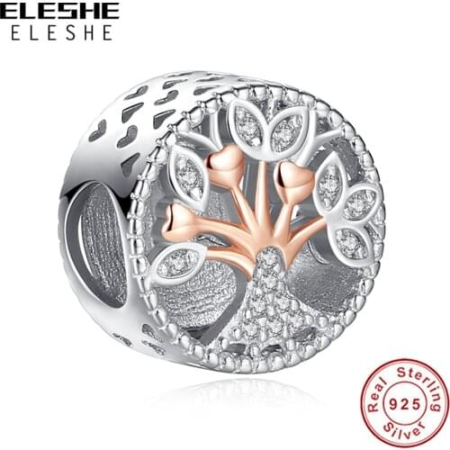 100% 925 Sterling Silver Family Tree of Life Beads Hollow Beads Fit Original Bracelets DIY Jewelry For Women