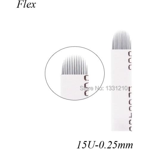 100pcs Laminas Microblading Tebori Agulha LuMINA FLEX 15U - 0,25MM REGULAR Microblading Needles Manual Eyebrow Blades