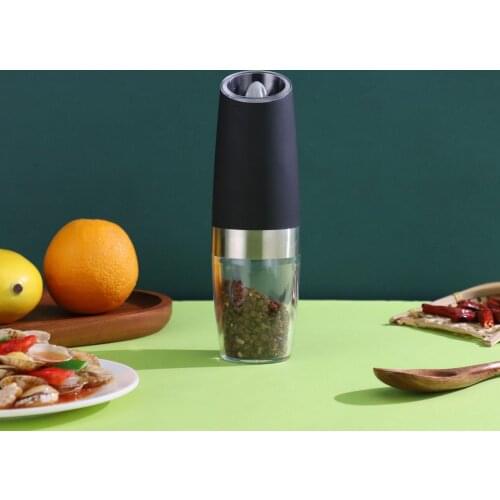 2Pcs Electric Automatic Mill Pepper Spice Grain Mill Salt Grinder Stainless Steel Gravity Shaker Grinding Kitchen Tool LED Light