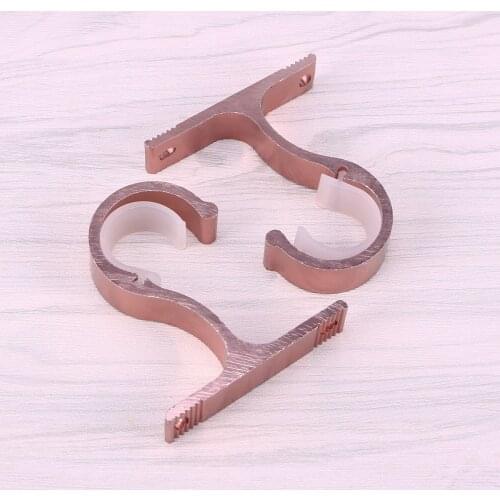 2PCS Curtain Rod Aluminium Alloy Thick Single Bracket Mounting Bracket(Rose Gold)