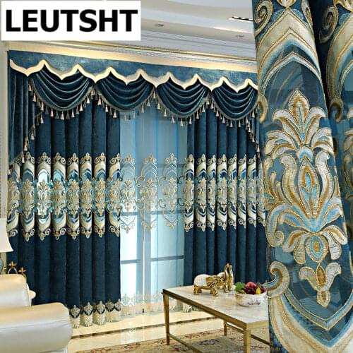 2021 European Style Luxury Elegant and Generous Embroidered Curtains for High-end Living Room Bedroom Study Blackout Curtains
