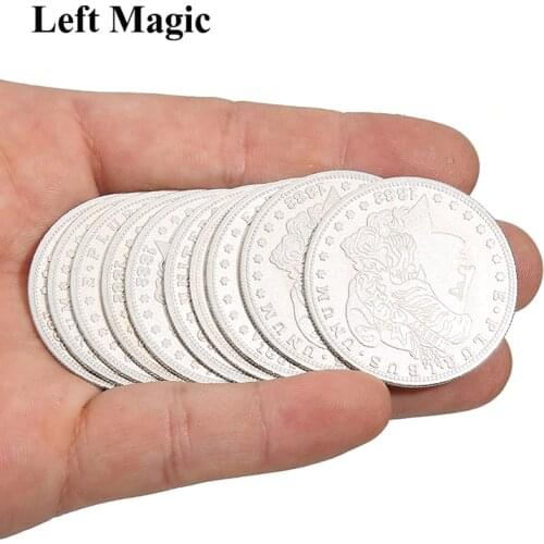 5 Pcs Palming Coins (Morgan Version) Magic Tricks Super Thin Magia Coin Close Up Street Illusion Accessories Gimmick Prop Comedy