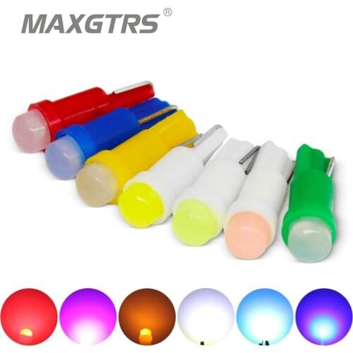 50x T5 COB Led Ceramic Dashboard Gauge Instrument Wedge Base Car Auto Side Wedge Light Lamp Bulb 12V White/Blue/Red/Yellow