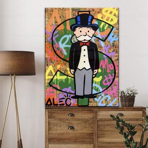 Alec Graffiti Monopoly Millionaire Money Street Art Canvas Print Painting Wall Picture Modern Living Room Home Decoration Poster
